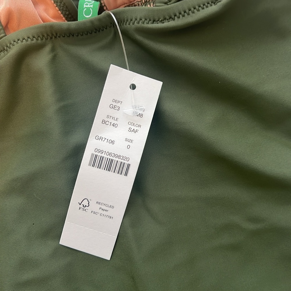 NWT! Flattering J.Crew Olive Green One-Piece Swimsuit - Size 0 - Picture 5 of 7